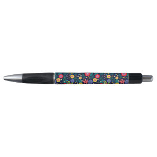 Stylo Fleurs Décoratives Et Feuille Motif-48675