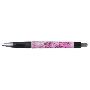 Stylo Fleurs encrées Abstraites Lys roses