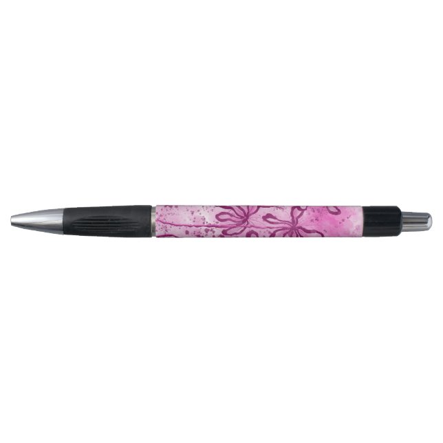 Stylo Fleurs encrées Abstraites Lys roses (Devant)