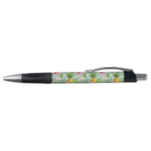Stylo Fleurs et ananas tropicaux