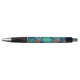 Stylo Fleurs et monogramme des plumes