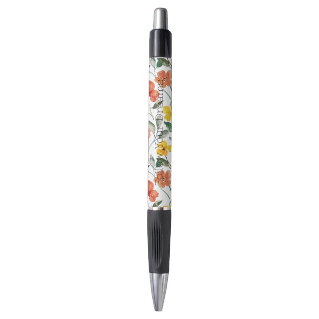 Stylo Fleurs orange jaune  (Devant (Vertical))