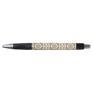 Stylo Fleurs oranges, motif floral, verdure, Boho