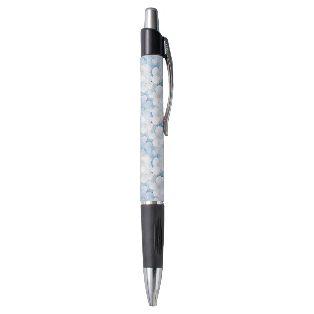 Stylo Fleurs Rayures Bleu Blanc (Bas (Vertical))