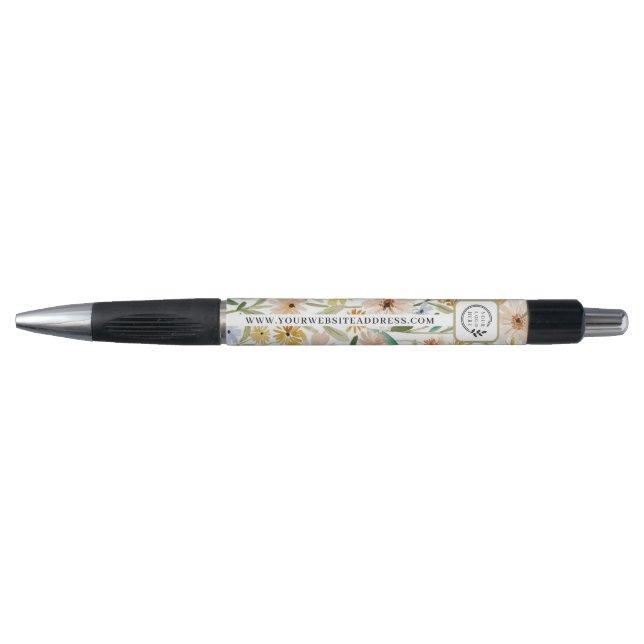 Stylo Fleurs sauvages aquarelle rustique Ajouter un logo (Devant)