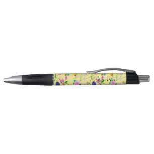 Stylo Fleurs sauvages délicats dans les aquarelles jaune