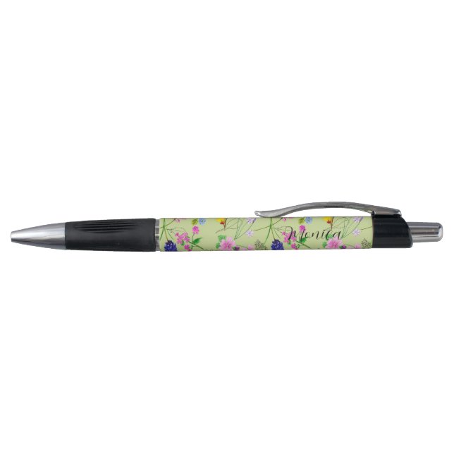 Stylo Fleurs sauvages délicats en aquarelles vertes (Haut)
