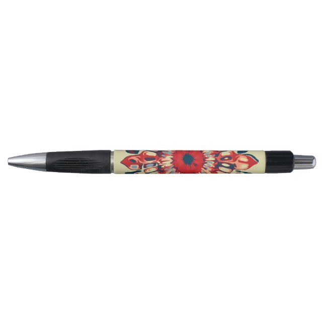 Stylo FLEURS SUN Abstraites - bleu rouge + votre backgr. (Devant)