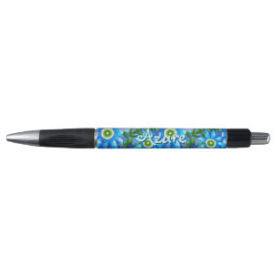 Stylo Floral Abstrait bleu vert Fleurs personnalisées