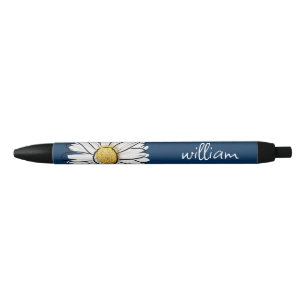 Stylo floral marine et jaune tendance marguerite