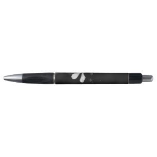 Stylo floral noir et blanc minimaliste