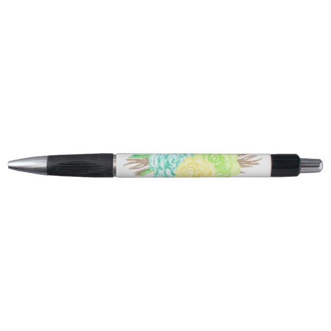 Stylo Flore d'aquarelle peinte à la main personnalisée (Devant)