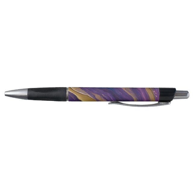 Stylo Flux Abstrait Art- Bleu violet rose et or- (Bas)