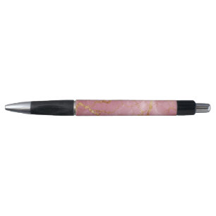 Stylo Fond de marbre rose avec veines dorées