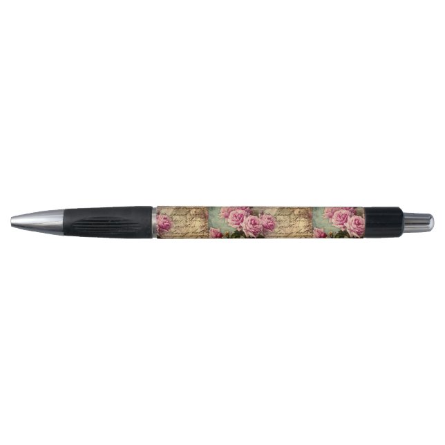 Stylo francais chic, shabby chic, roses roses roses, flo (Devant)