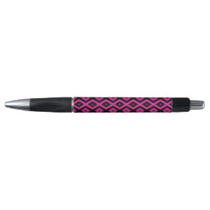 Stylo Fuchsia et motif de diamants noirs