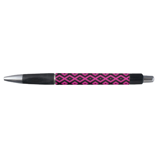 Stylo Fuchsia et motif de diamants noirs (Devant)