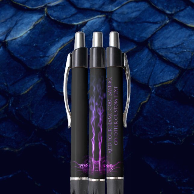 Stylo Fumée de dragon noir et pourpre avec votre nom (Créateur téléchargé)