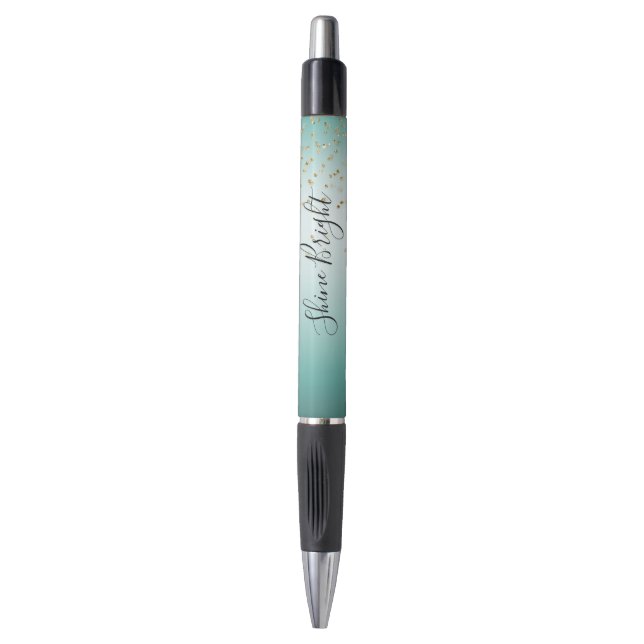 Stylo Girly Glam Gold Sparkle Confetti Mint Ombre (Devant (Vertical))