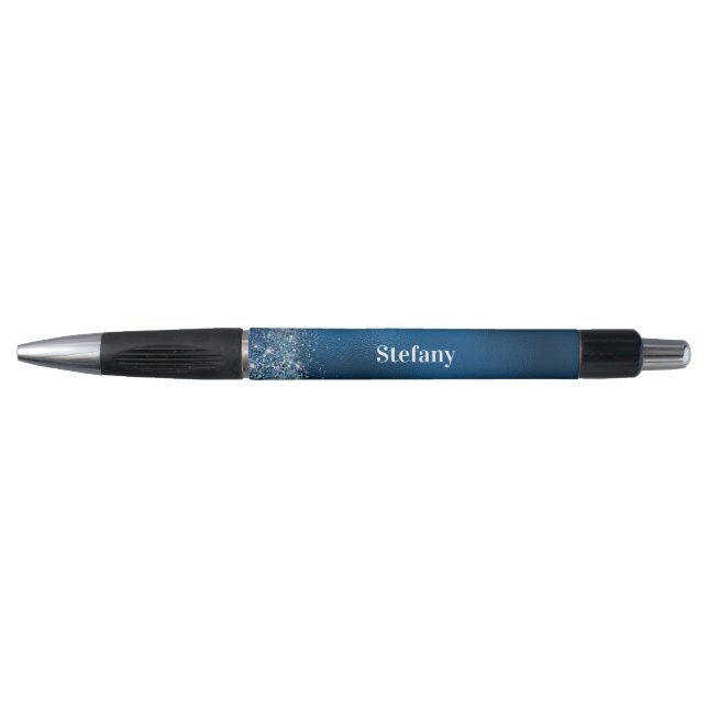 Stylo Glitter Royal Blue Foil Nom individuel (Devant)