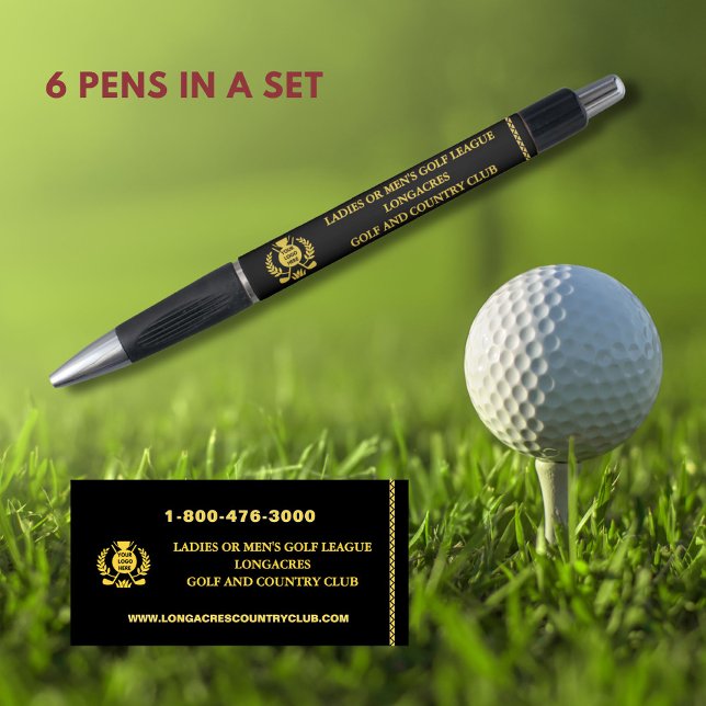 Stylo Golf League Logo Website Téléphone Black Gold (Créateur téléchargé)