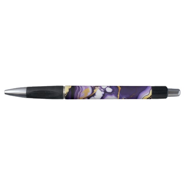 Stylo Gras Trendy violet jaune or faux marbre (Devant)