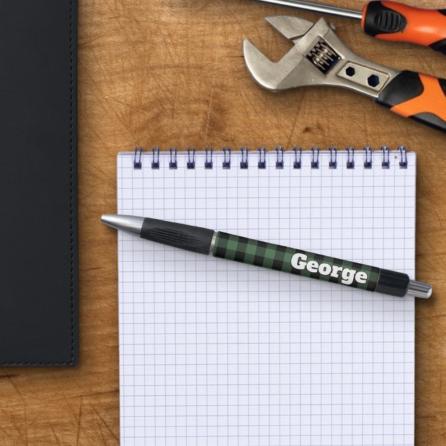 Stylo Green Buffalo Check Bold Name Grandes lettres (Créateur téléchargé)