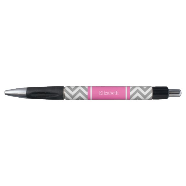 Stylo Gris foncé Lg Chevron Rose Chaude #2 Monogramme du (Devant)