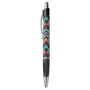 Stylo Gris, Teal, et motif tiré par la main de corail d