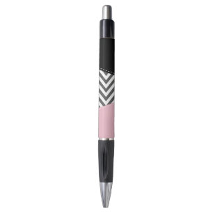 Stylo Gris Zigzag, Gris Chevron, Motif Zigzag, Rose