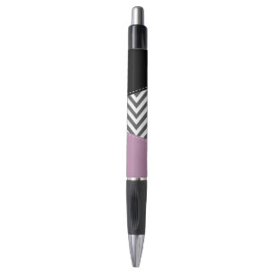 Stylo Gris Zigzag, Gris Chevron, Motif Zigzag, Violet