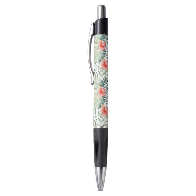 Stylo Hibiscus Feuille tropical Aquarelle florale (Haut (Vertical))