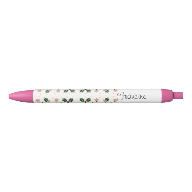 Stylo Holly de Noël personnalisé (Devant)