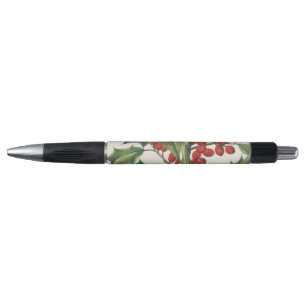 Stylo Houx de Noël Classique avec Baies Rouges Art