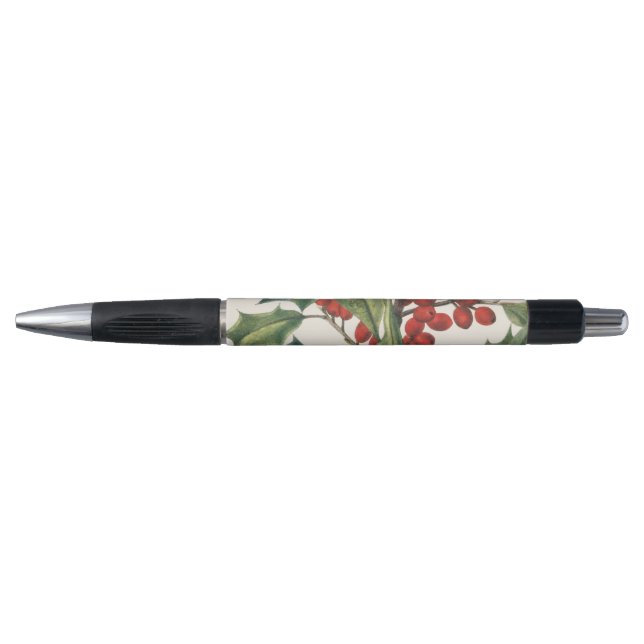 Stylo Houx de Noël Classique avec Baies Rouges Art (Devant)