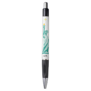 Stylo Image de la statue de la Liberté verte & Monogramm