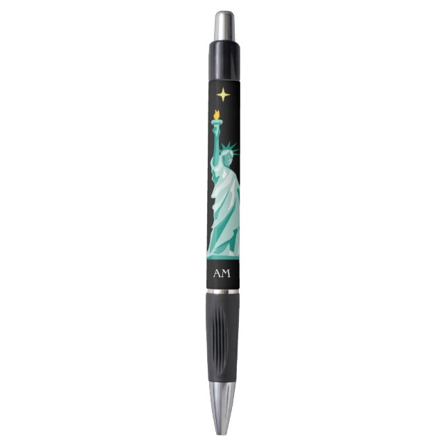 Stylo Image & monogramme de la statue de la Liberté vert (Devant (Vertical))