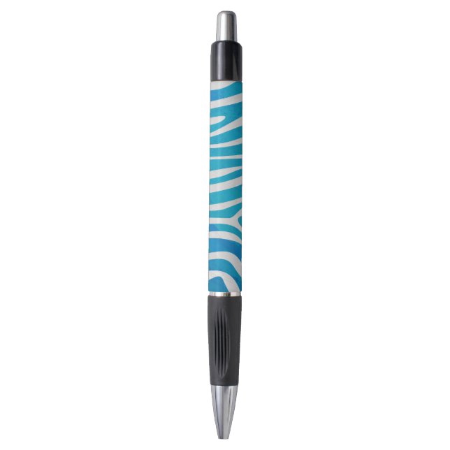 Stylo Impression en bleu et blanc Zebra (Devant (Vertical))