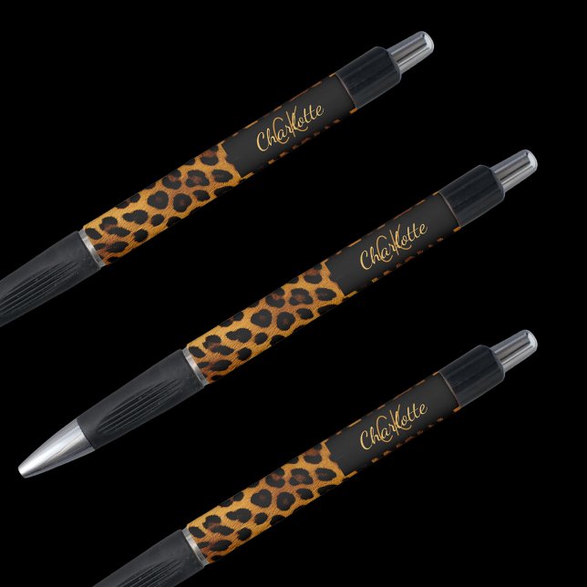 Stylo Impression léopard monogramme nom de signature (Créateur téléchargé)