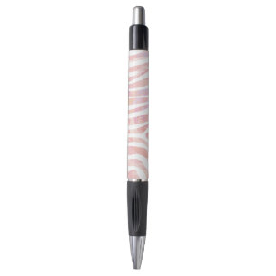 Stylo Impression rose et blanc Zebra