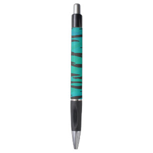 Stylo Impression Tigre Noir et Sarcelle