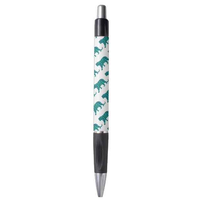Stylo Impression Tigre Noir et Sarcelle (Devant (Vertical))
