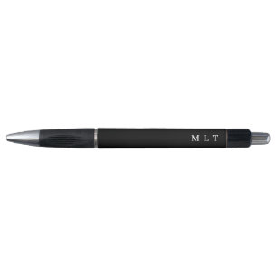Stylo Initiales classiques en noir et blanc à monogramme