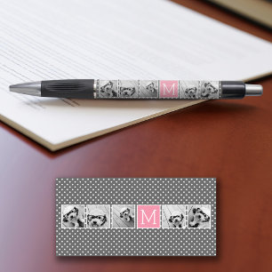 Stylo Instagram en lin et gris 5 Photo Collage Monogramm