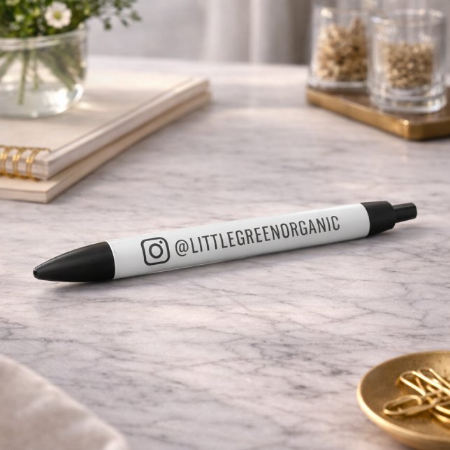 Stylo Instagram | Votre nom IG Stylo noir (Add your Instagram handle to a custom pen for subtle everyday business promotion)