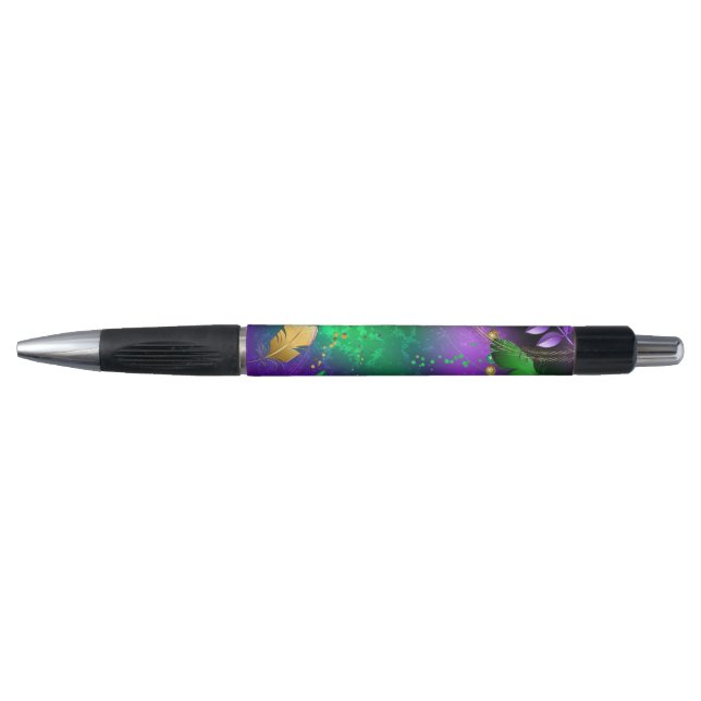 Stylo Iridescente mardi gras arrière - plan avec perles (Devant)
