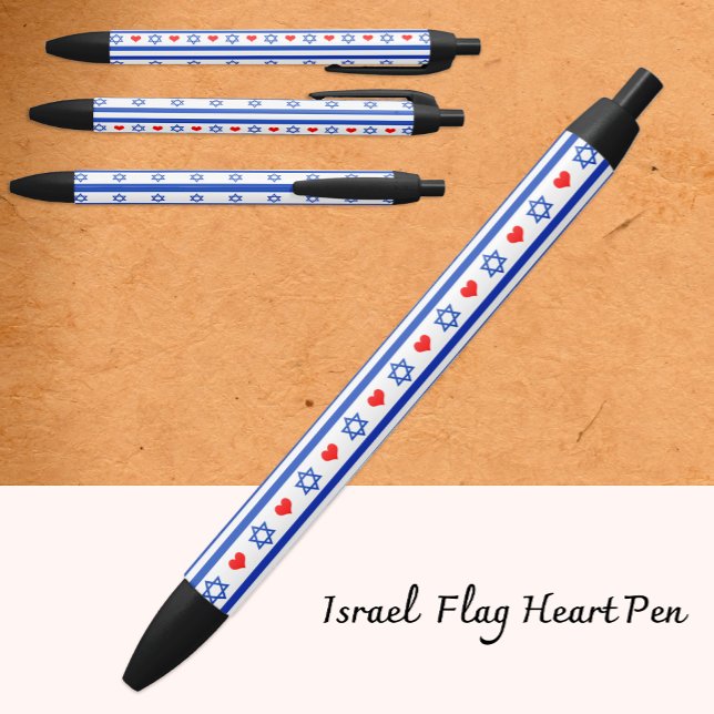 Stylo israélien, Drapeau israélien au coeur rouge (Créateur téléchargé)