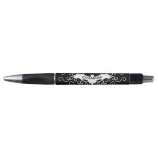 Stylo Jolie chauve-souris gothique blanche et tourbillon