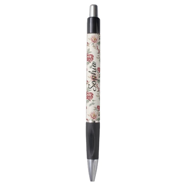 Stylo Jolie Florale Crème Rouge Chic (Devant (Vertical))