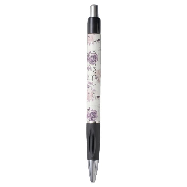 Stylo Jolies Roses Fleurs Roses Violettes (Devant (Vertical))